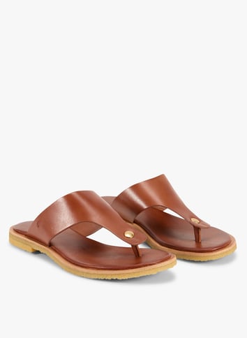 Flat leather sandals BILLI BI Brown